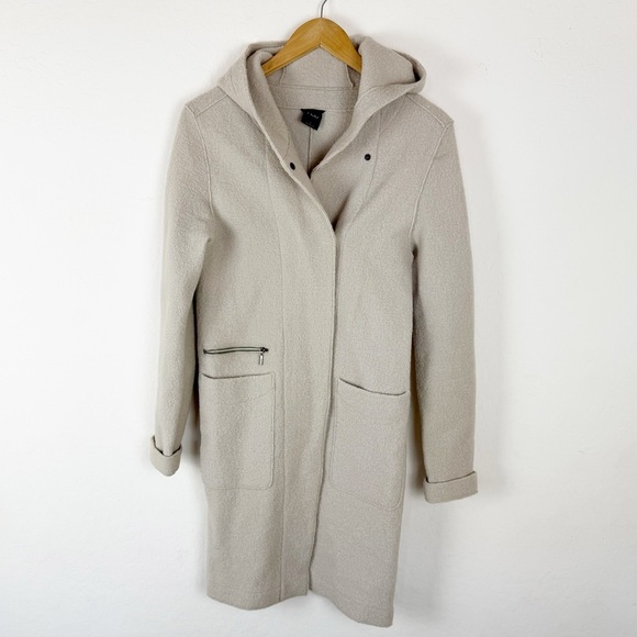 Nau Boiled Wool Trench Coat in White - Picture 2 of 11